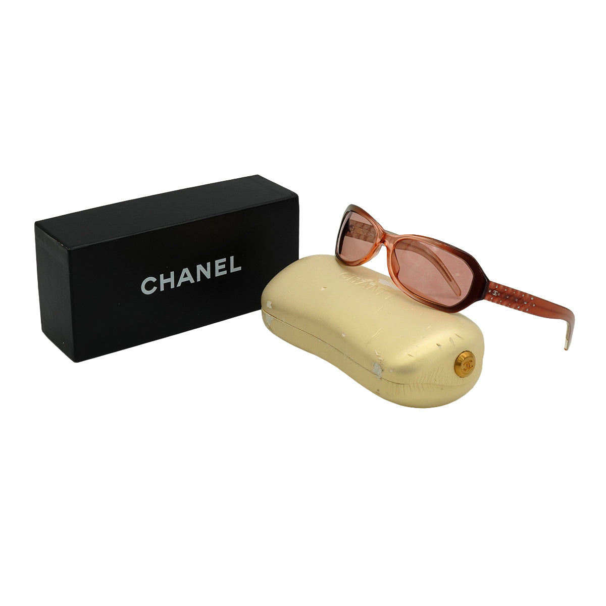 CHANEL COCOMARK SUNGLASSES MATELASSE RHINESTONE PINK EYEWEAR 90335647