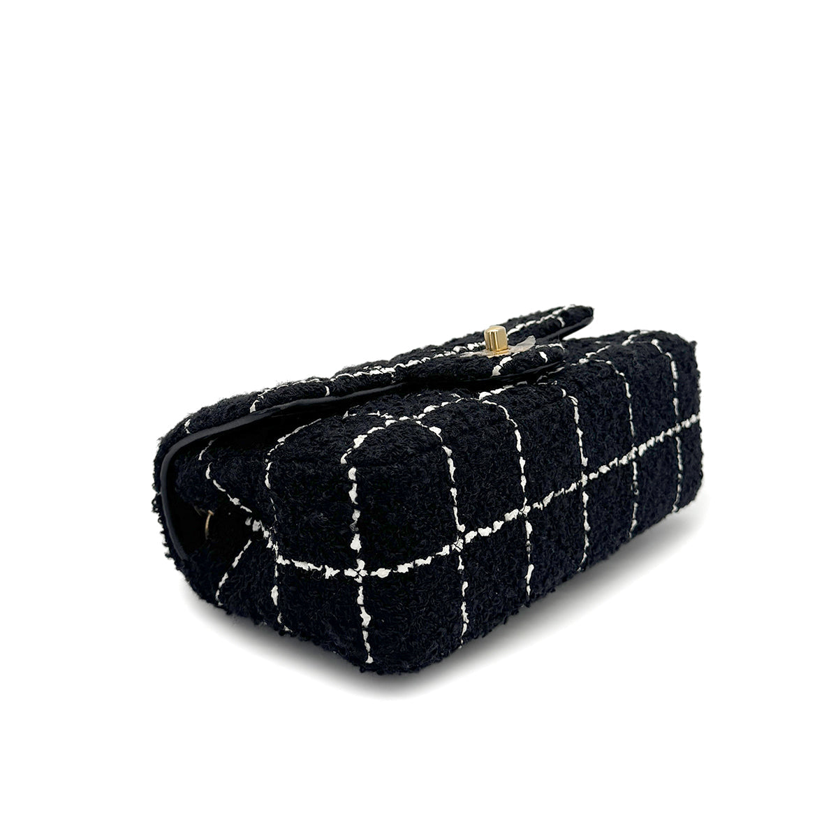 CHANEL COCO BALL MINI MATELASSE CHAIN SHOULDER BAG BLACK WHITE TWEED GOLD HARDWARE 90318755