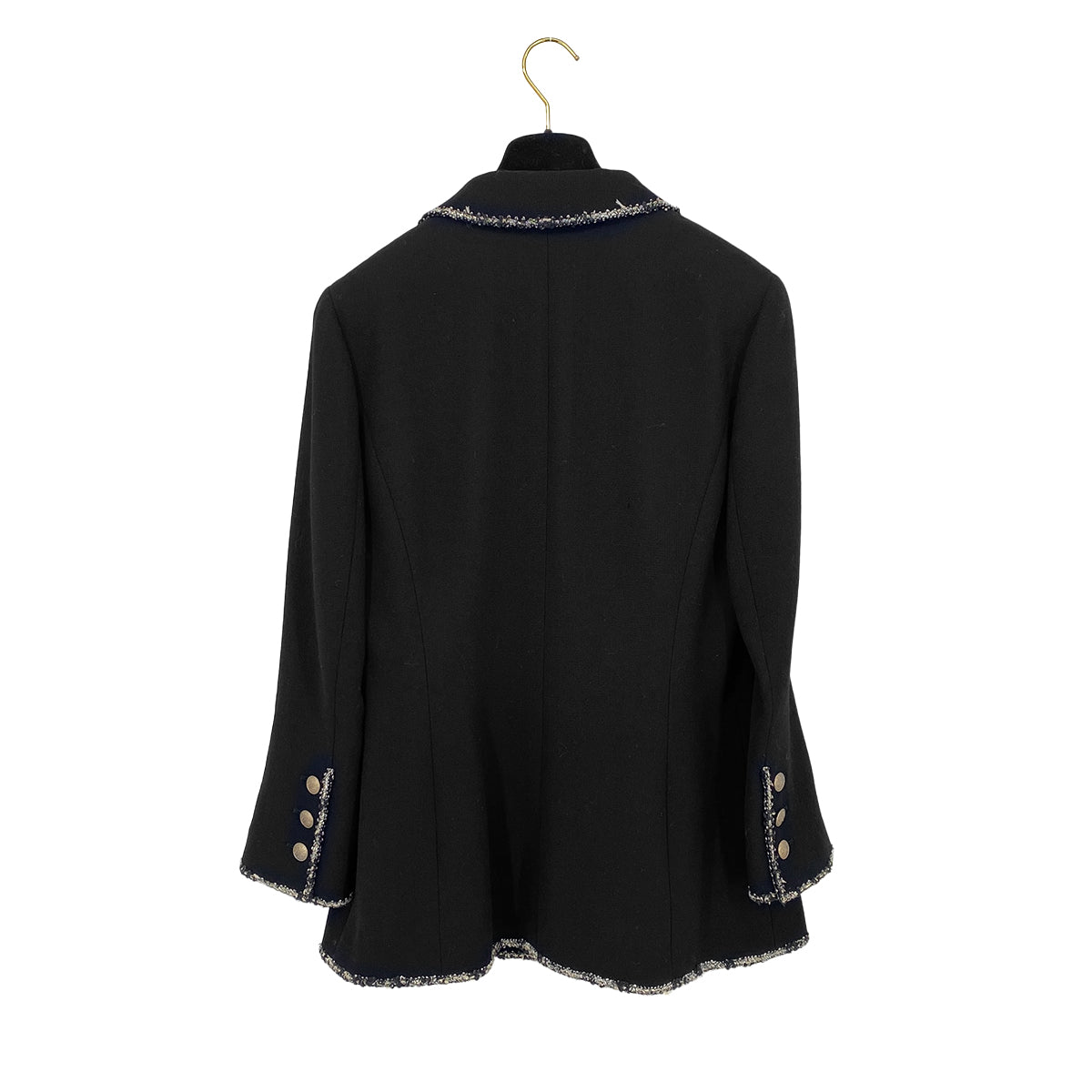 CHANEL COCO BUTTON PATCH JACKET BLACK WOOL 42 05C RTW 90319636