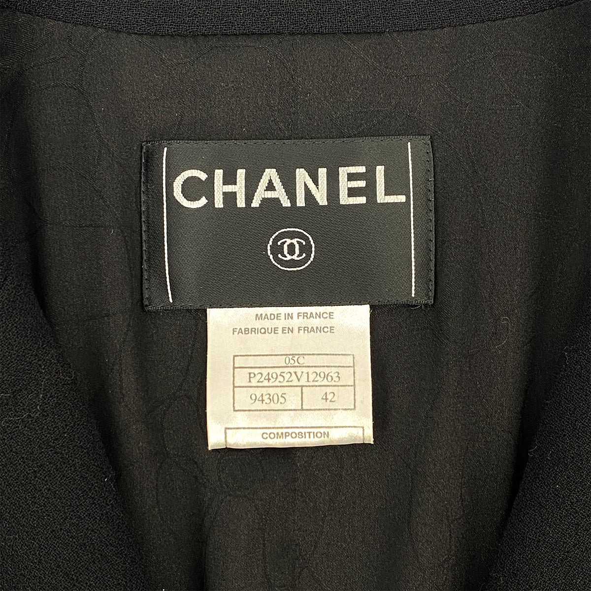 CHANEL COCO BUTTON PATCH JACKET BLACK WOOL 42 05C RTW 90319636