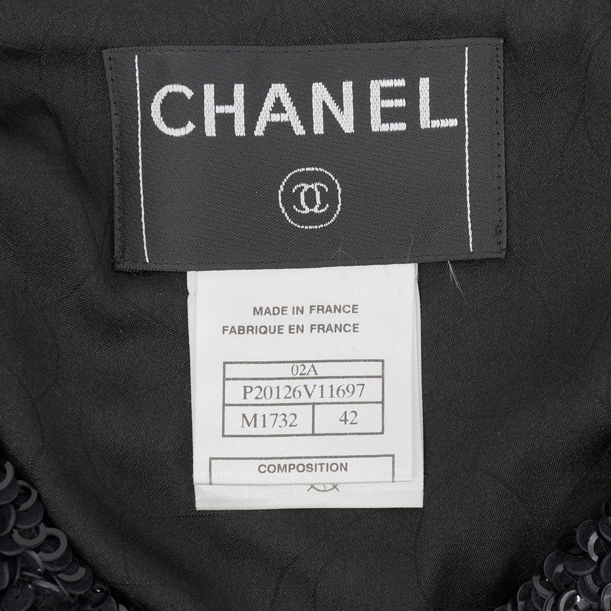 CHANEL DOUBLE POCKET TWEED JACKET SEQUINS BLACK RED WOOL 42 02A RTW 90309855