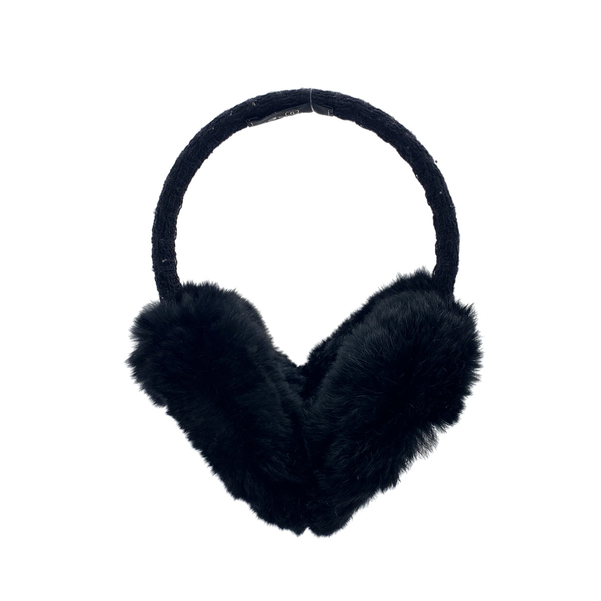 CHANEL EARMUFFS COCOMARK BLACK GOLD RABBIT FUR 90319709