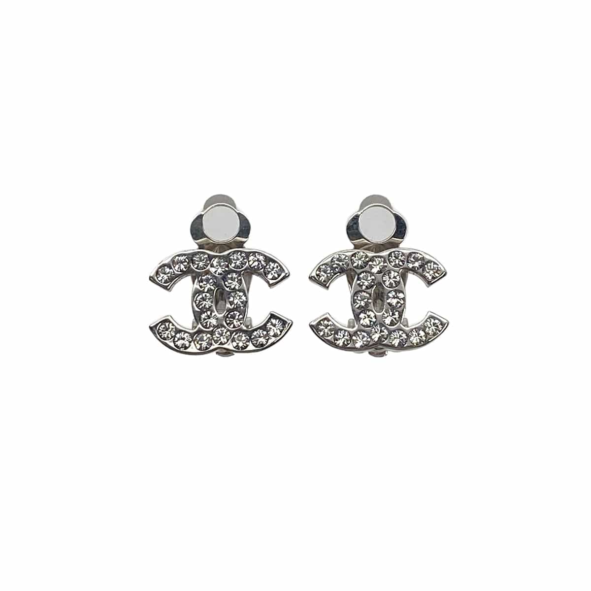 CHANEL EARRINGS COCOMARK RHINESTONE SILVER ACCESSORY 05V 90321058