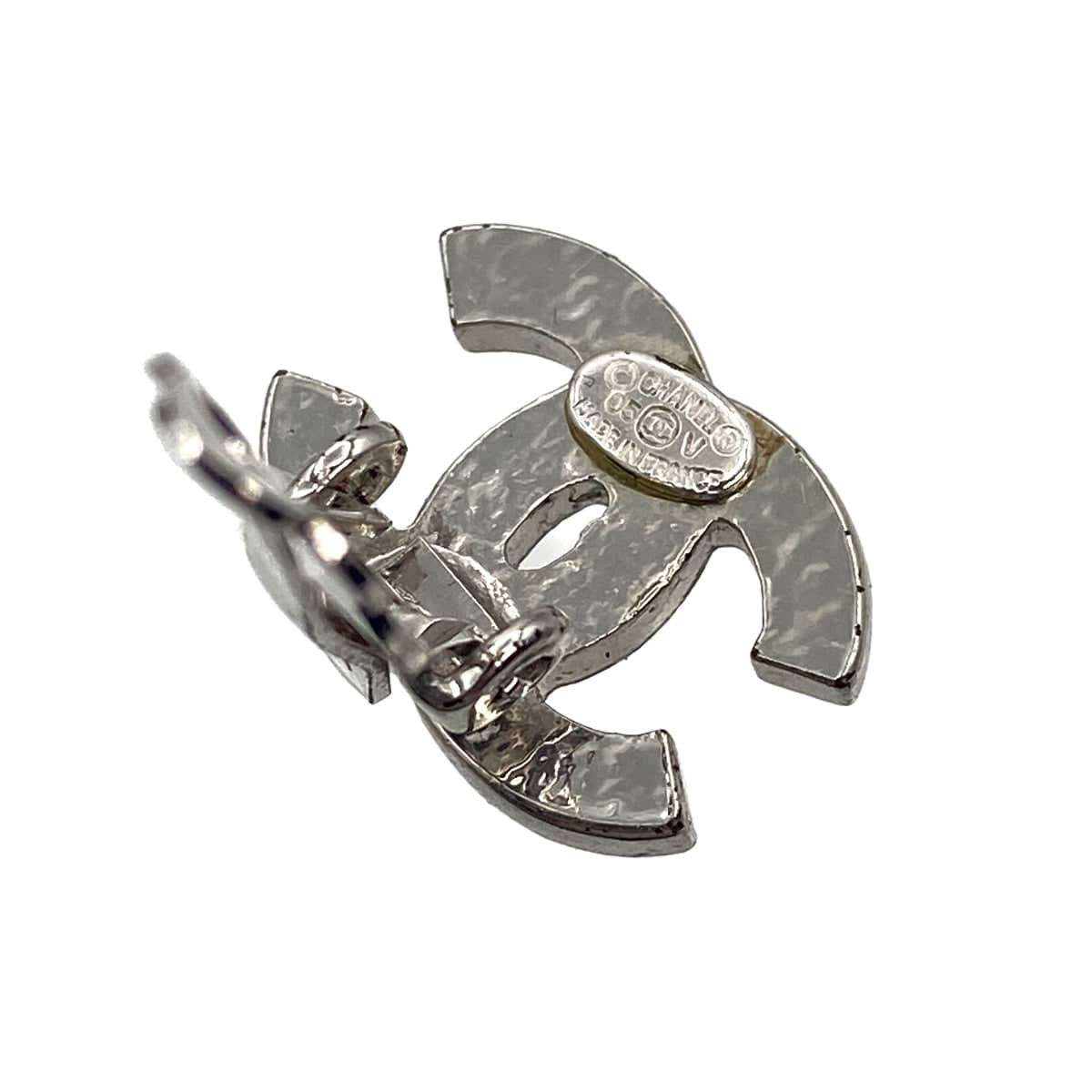 CHANEL EARRINGS COCOMARK RHINESTONE SILVER ACCESSORY 05V 90321058
