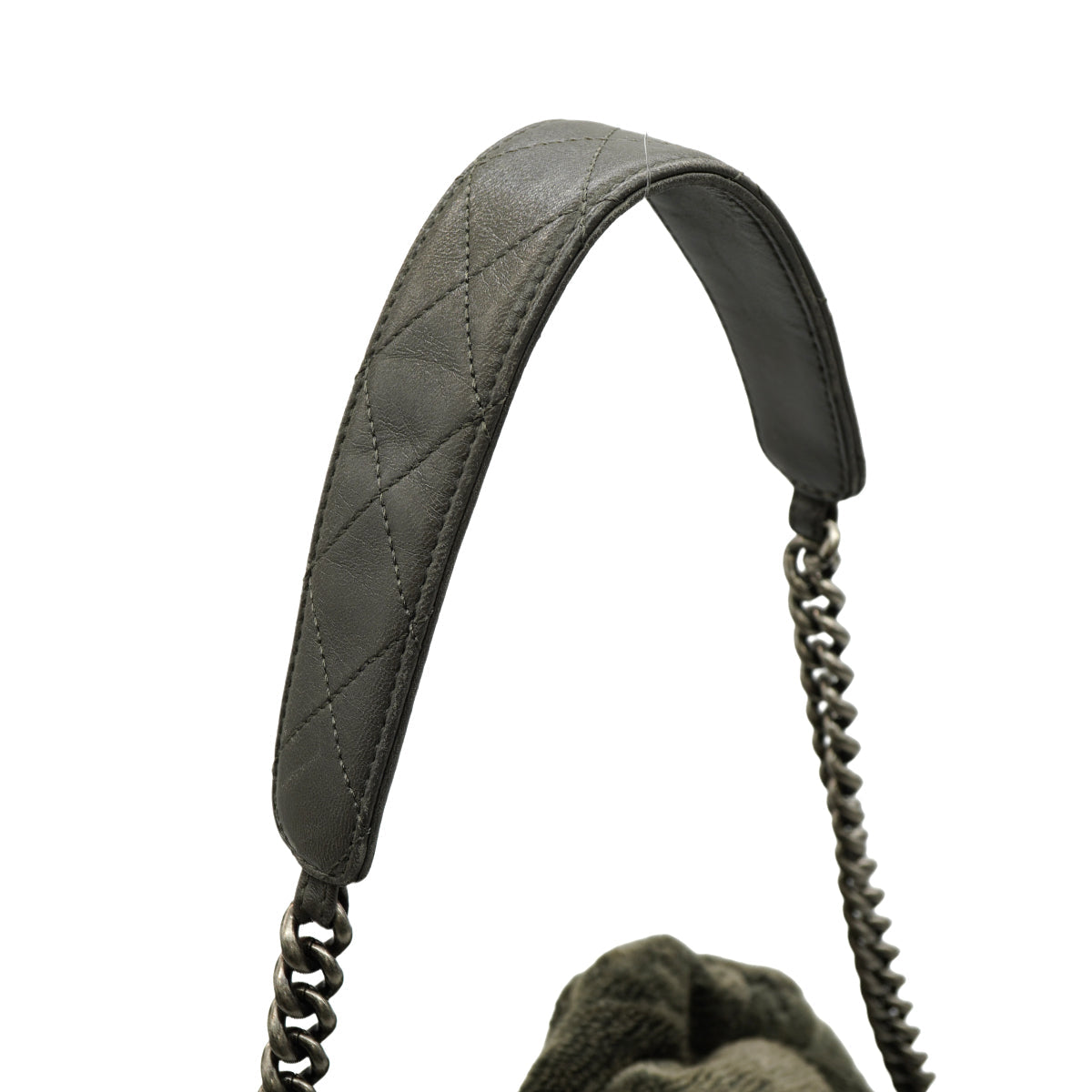 CHANEL FAUX FUR 2WAY CHAIN HAND SHOULDER BAG GRAY SILVER HARDWARE 90346120
