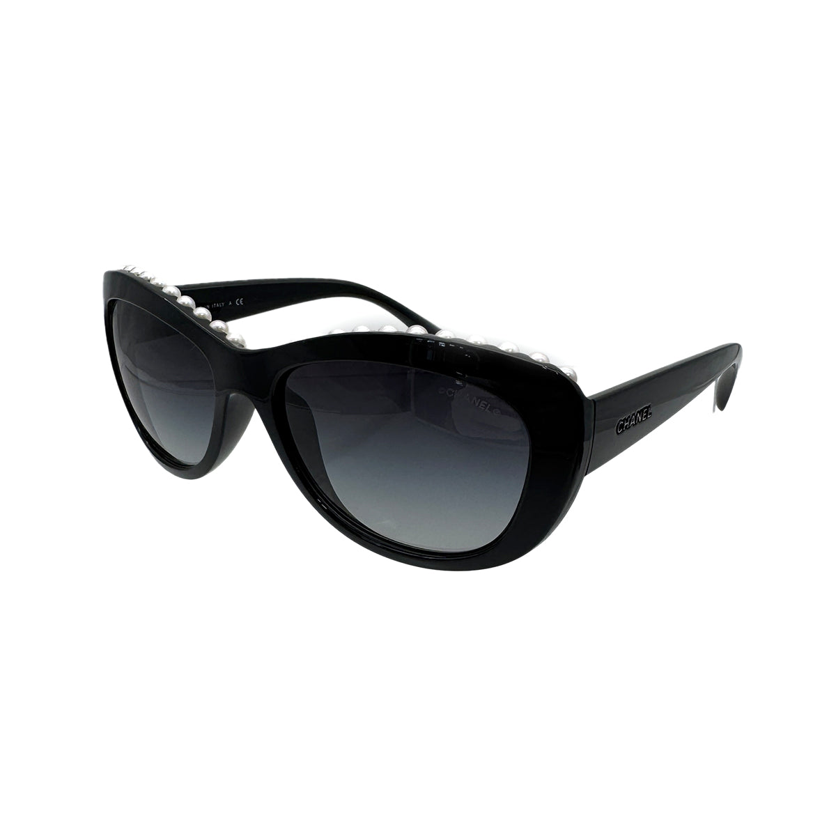 CHANEL FAUX PEARL LOGO SUNGLASSES BLACK EYEWEAR 90320184  display picture 2