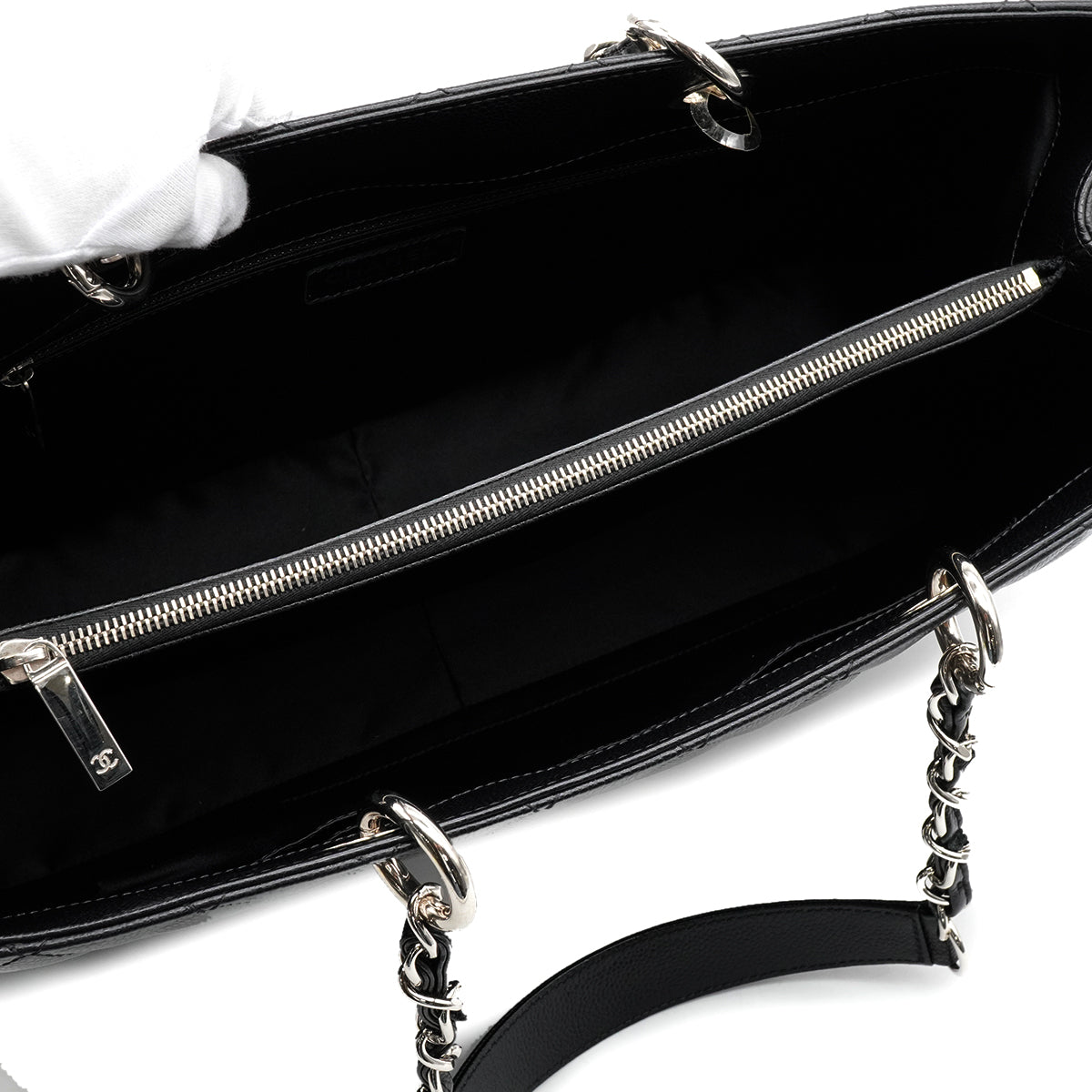 CHANEL GST XL BIG COCO TOTE BAG BLACK CAVIAR SKIN SILVER HARDWARE 90346674