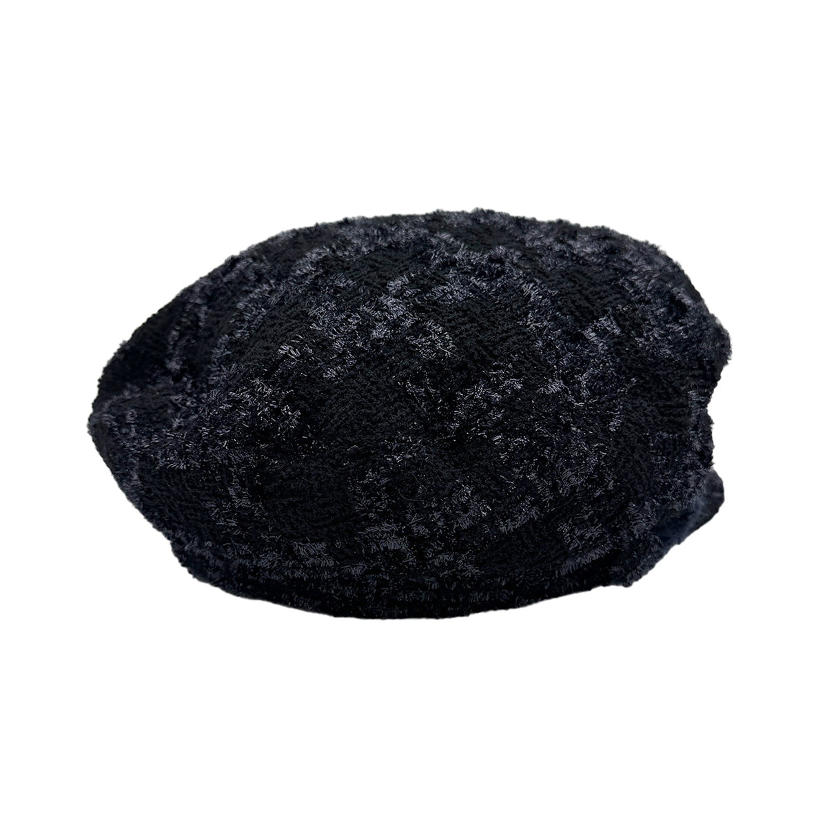 CHANEL HAT COCOMARK TWEED BLACK NAVY WOOL M ACCESSORY 90320166