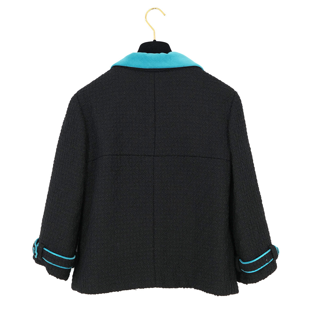 CHANEL JACKET BLUE BLACK WOOL 44 07A RTW 90325369
