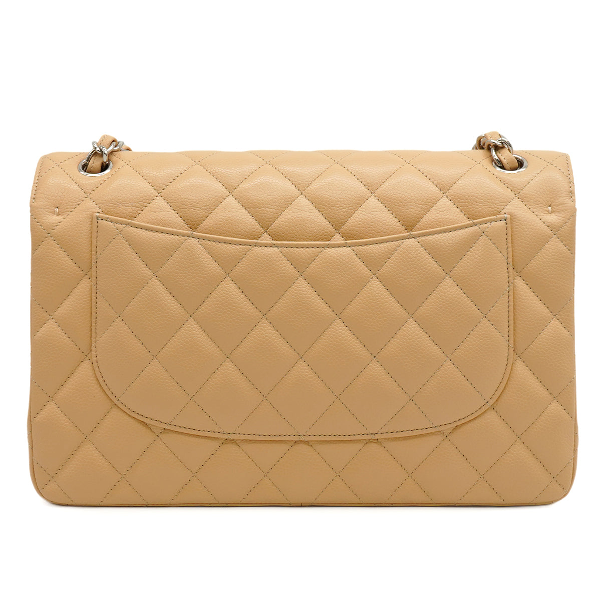 CHANEL JUMBO MATELASSE 30 CHAIN SHOULDER BAG BEIGE CAVIAR SKIN SILVER HARDWARE 90345068