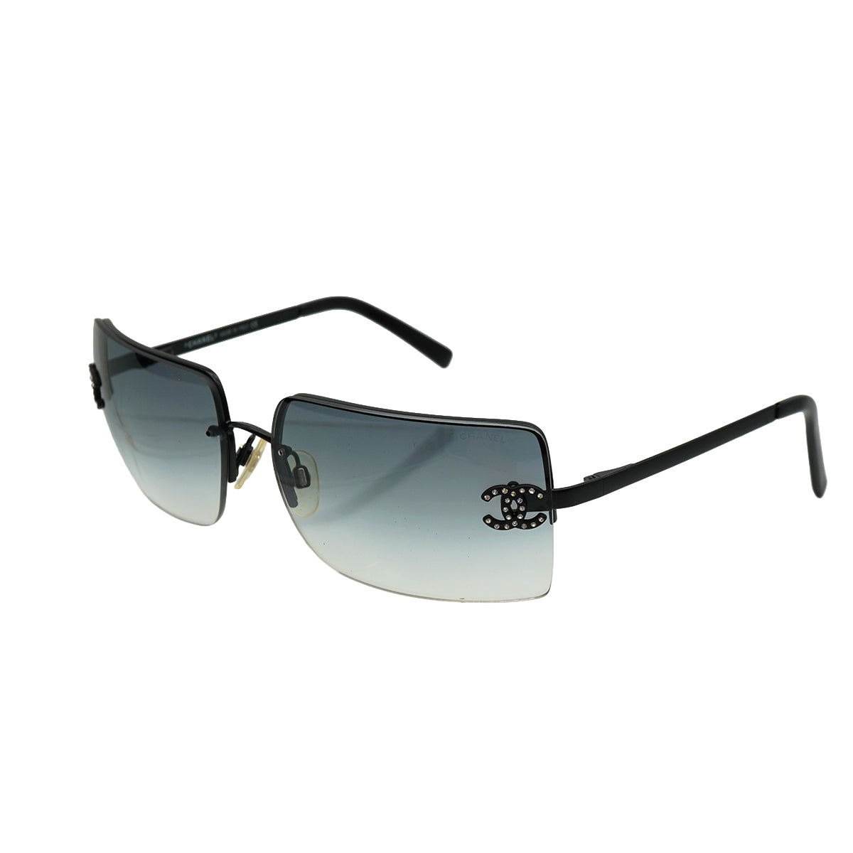 VINTAGE CHANEL SUNGLASSES COCOMARK RHINESTONE BLACK EYEWEAR 90339436