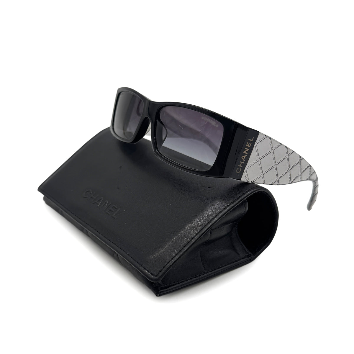 CHANEL LOGO MATELASSE SUNGLASSES CLEAR BLACK EYEWEAR 90329021