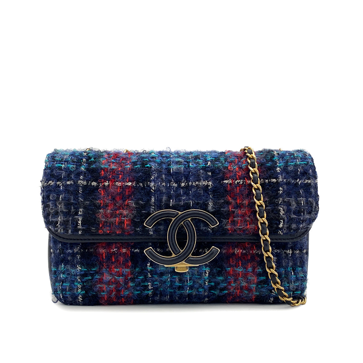 CHANEL MATELASSE CHAIN SHOULDER BAG MULTICOLOR TWEED GOLD HARDWARE 90317288