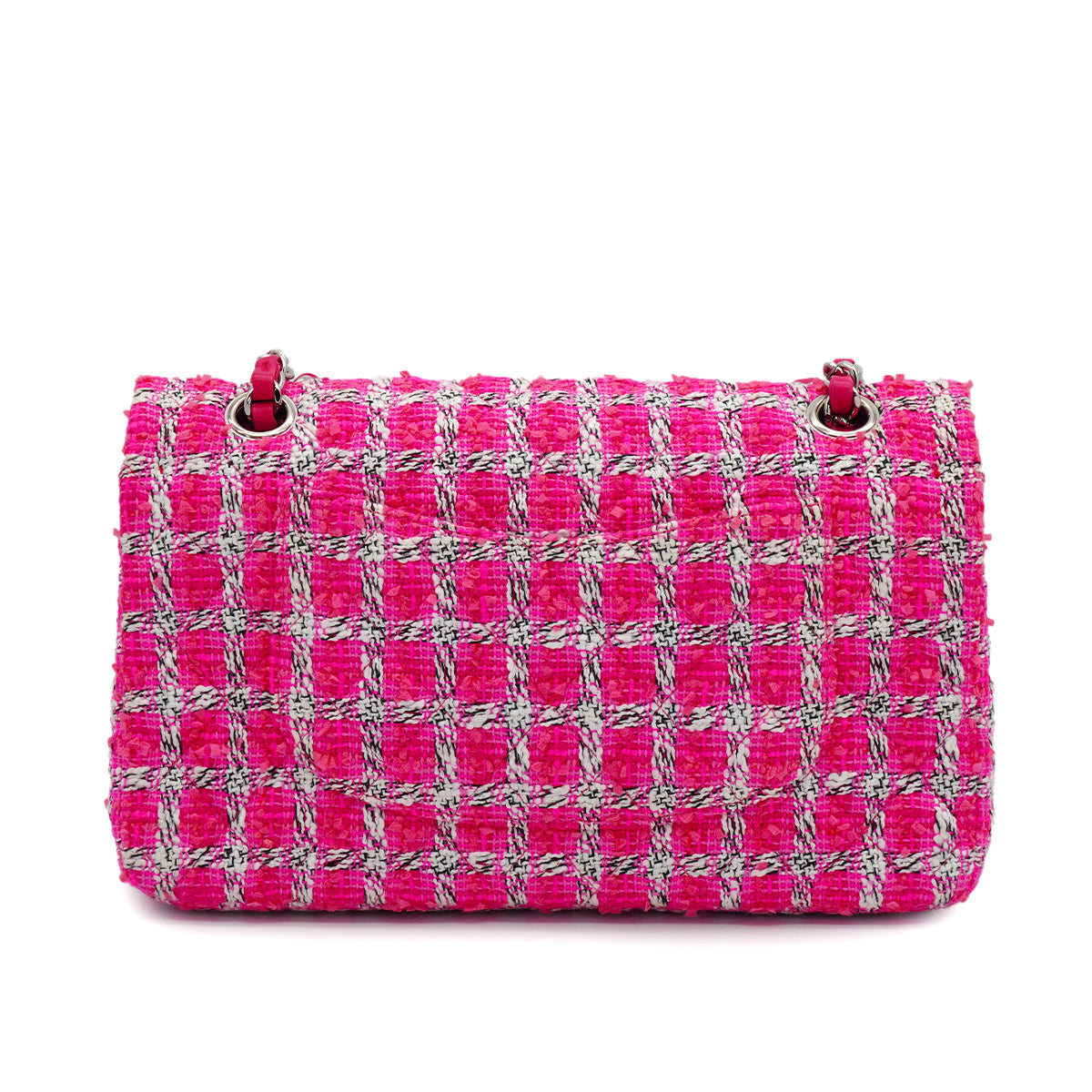 CHANEL MATELASSE CHAIN SHOULDER BAG PINK TWEED SILVER HARDWARE 90335041