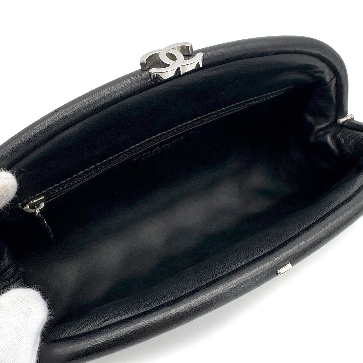 CHANEL MATELASSE CLUTCH BAG BLACK LAMB SKIN 90319699