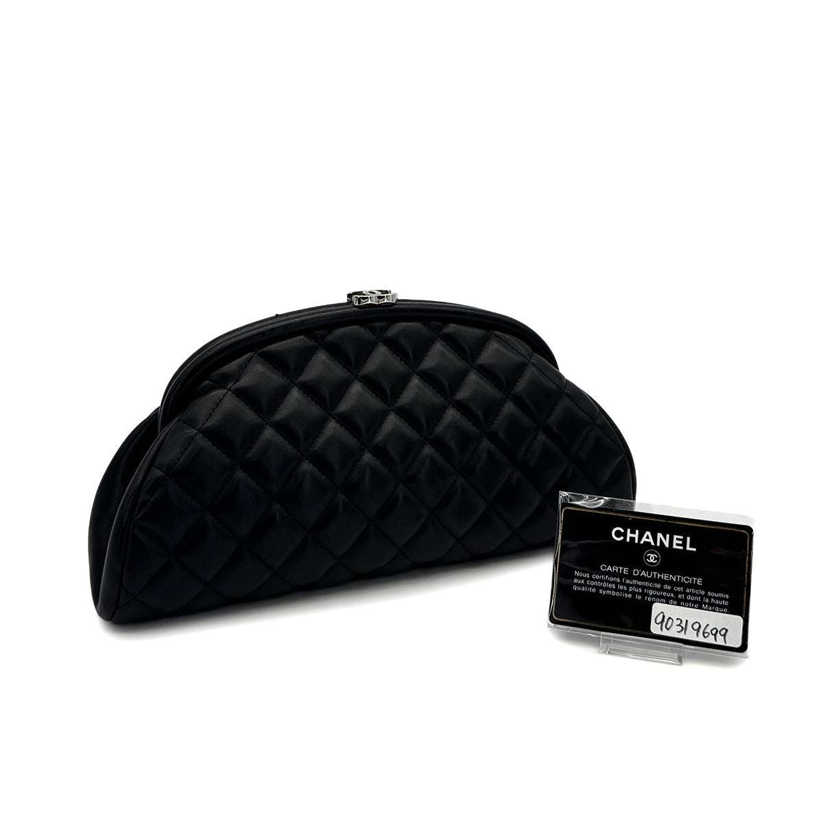 CHANEL MATELASSE CLUTCH BAG BLACK LAMB SKIN 90319699