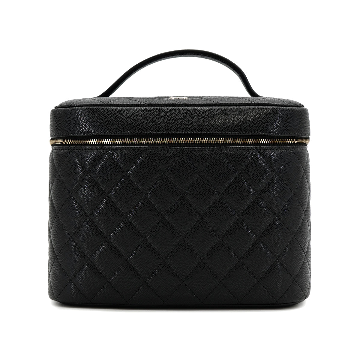 CHANEL MATELASSE VANITY HAND BAG BLACK CAVIAR SKIN GOLD HARDWARE 90319989