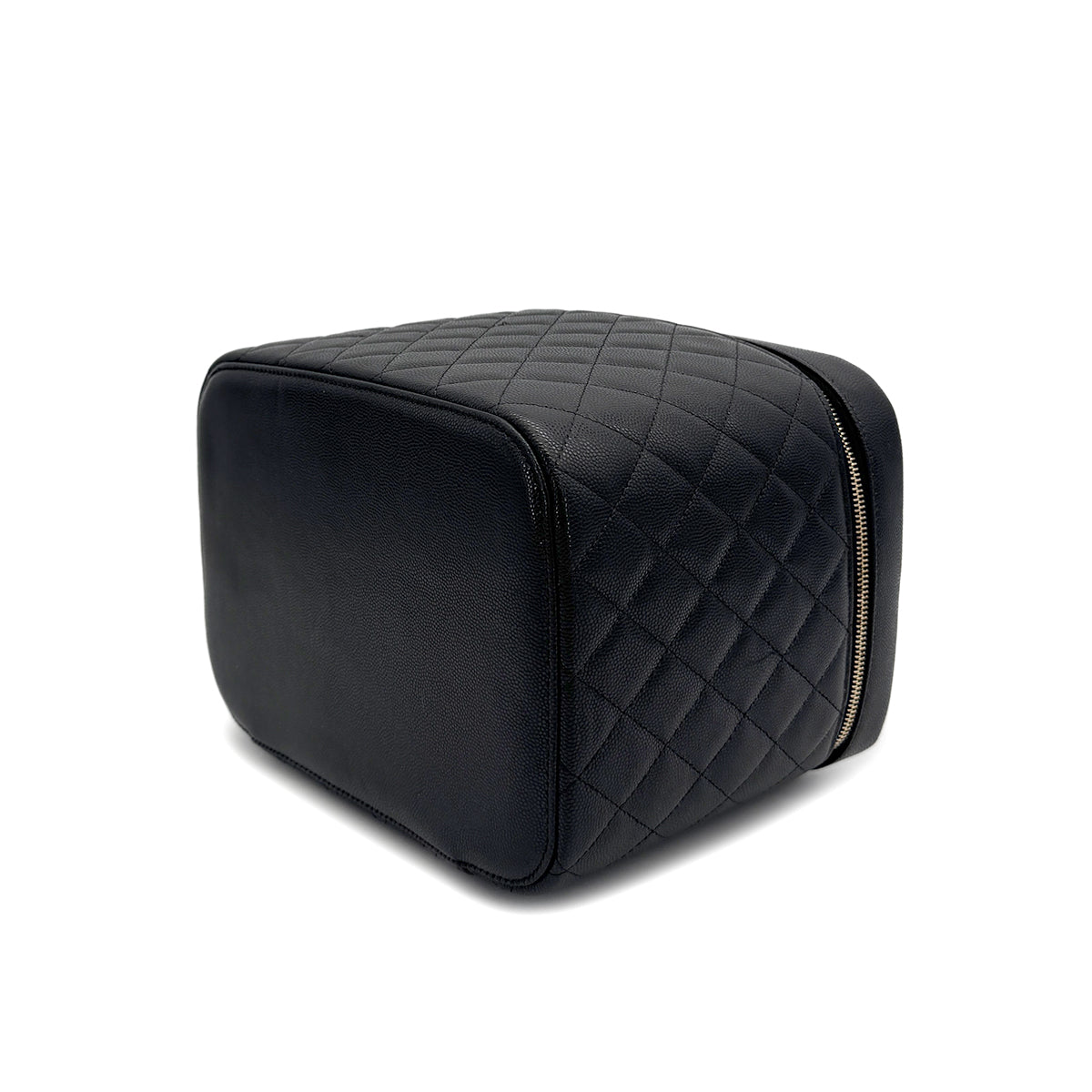 CHANEL MATELASSE VANITY HAND BAG BLACK CAVIAR SKIN GOLD HARDWARE 90319989
