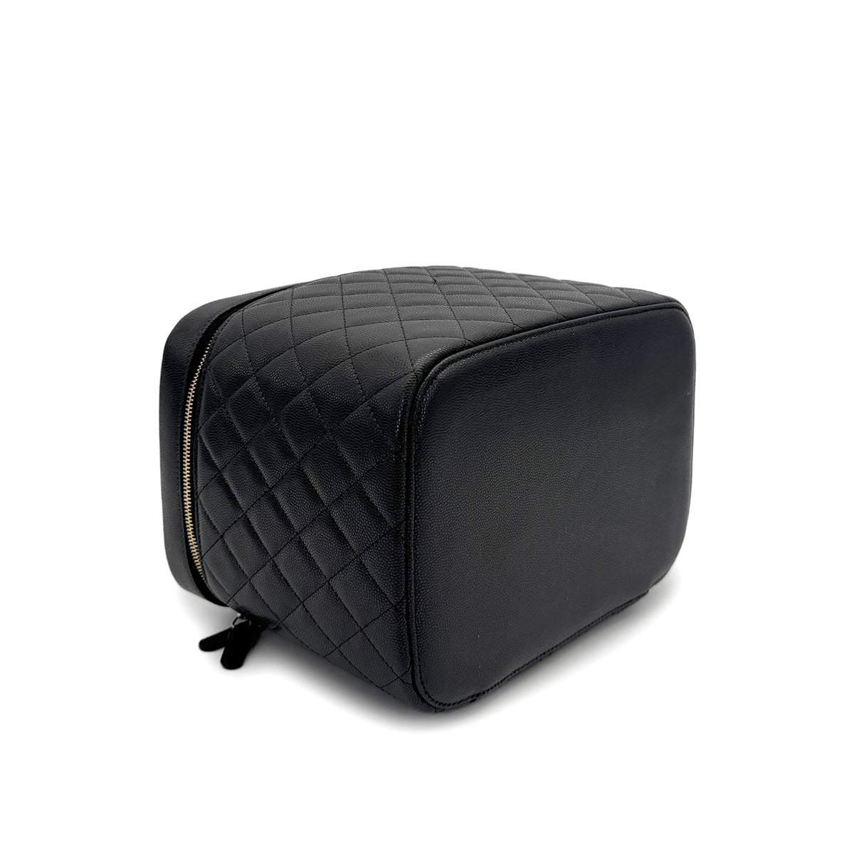 CHANEL MATELASSE VANITY HAND BAG BLACK CAVIAR SKIN GOLD HARDWARE 90319989