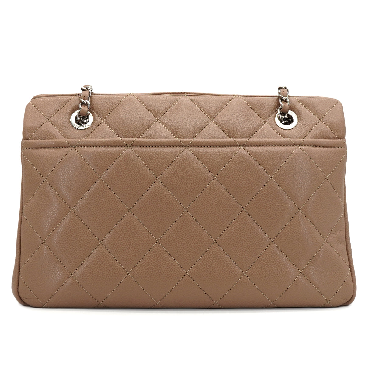 CHANEL MATELLASSE CHAIN SHOULDER BAG BROWN CAVIAR SKIN SILVER HARDWARE 90346679