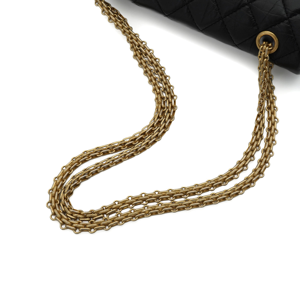 CHANEL MATERASSE 2.55  CHAIN SHOULDER BAG BLACK LEATHER GOLD HARDWARE 90345071