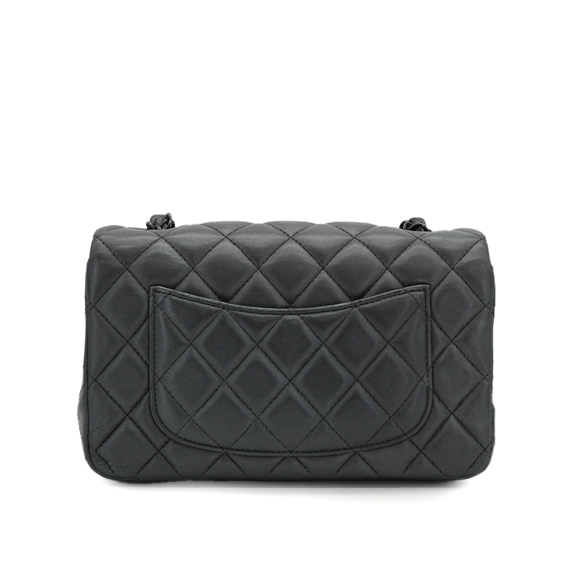 CHANEL MINI MATELASSE 20 CHAIN SHOULDER BAG GRAY LEATHER BLACK HARDWARE 90330944
