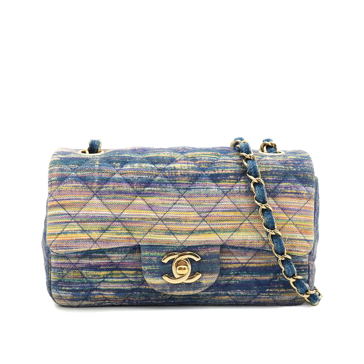 CHANEL MINI MATELASSE CHAIN SHOULDER BAG MULTICOLOR DENIM GOLD HARDWARE 90334871