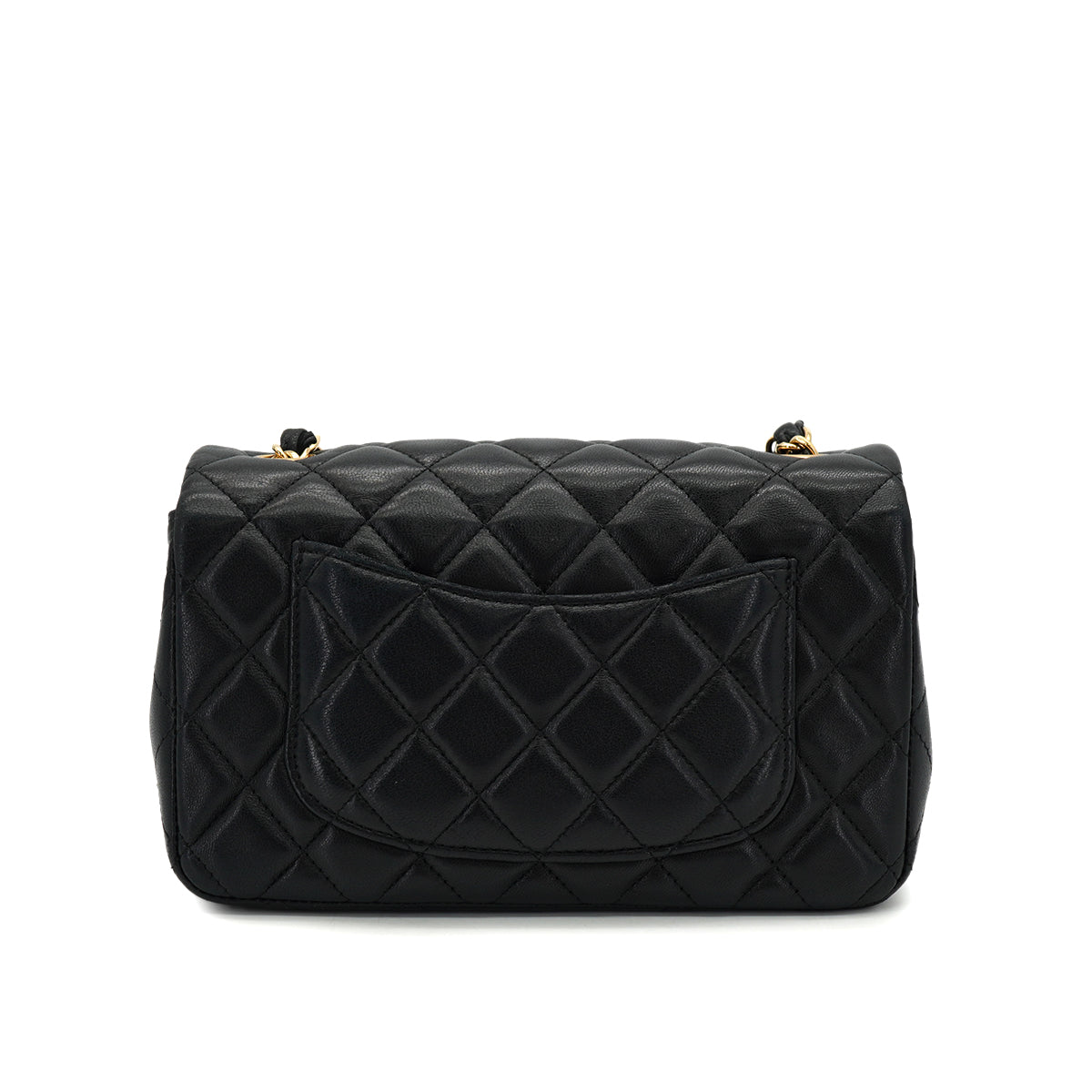 CHANEL MINI MATELASSE CHAIN SHOULDER BAG BLACK LAMB SKIN GOLD HARDWARE 90331415