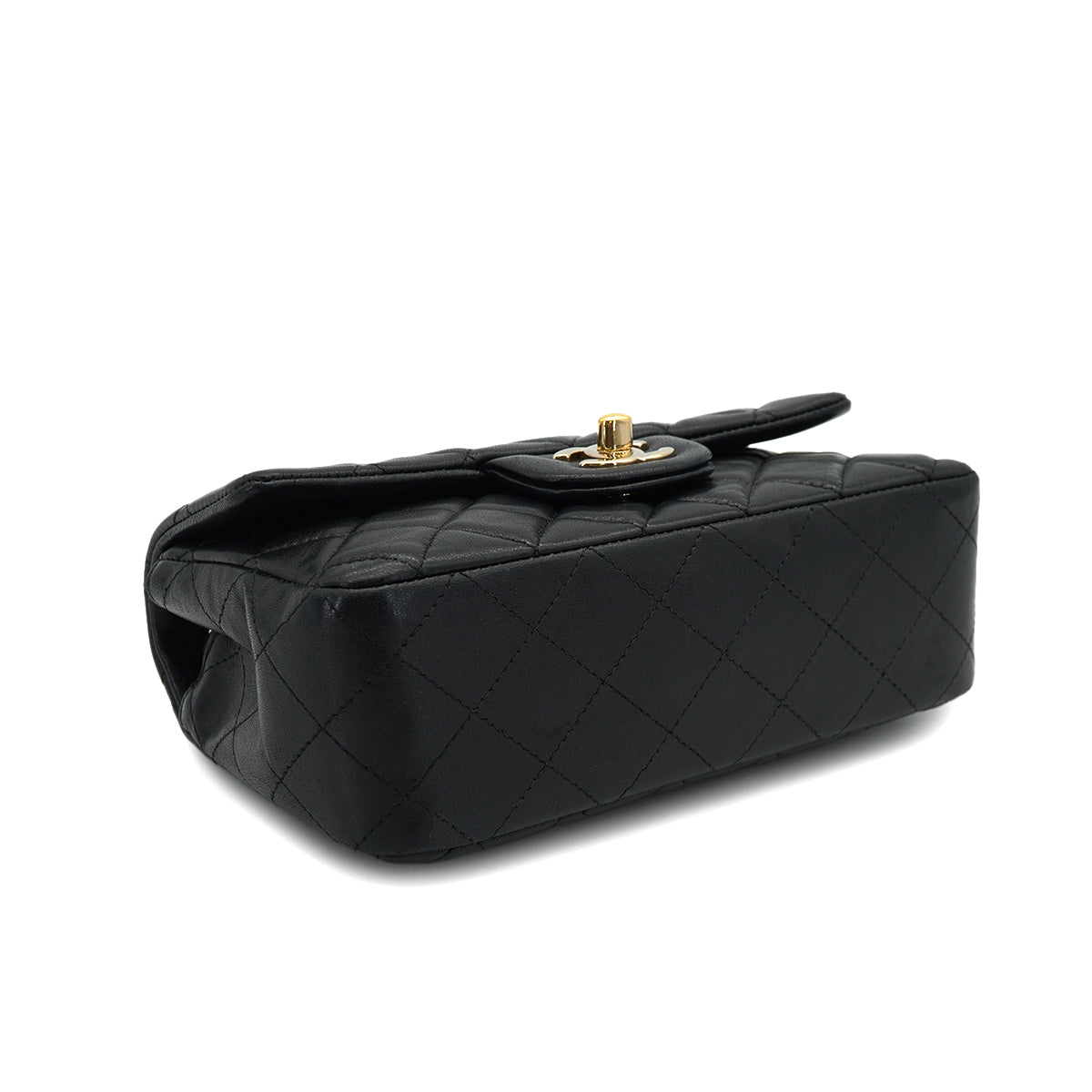 CHANEL MINI MATELASSE CHAIN SHOULDER BAG BLACK LAMB SKIN GOLD HARDWARE 90331415