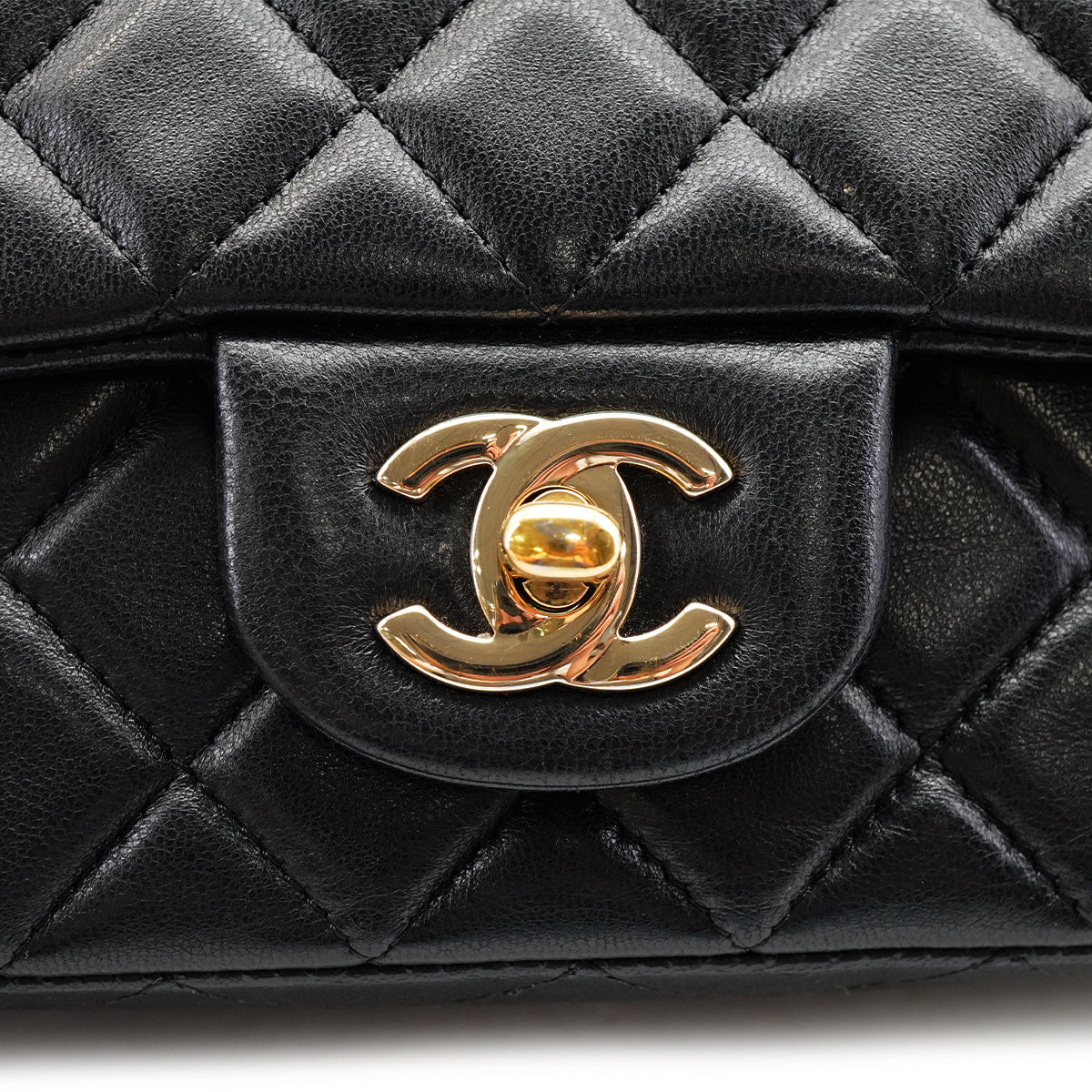 CHANEL MINI MATELASSE CHAIN SHOULDER BAG BLACK LAMB SKIN GOLD HARDWARE 90331415