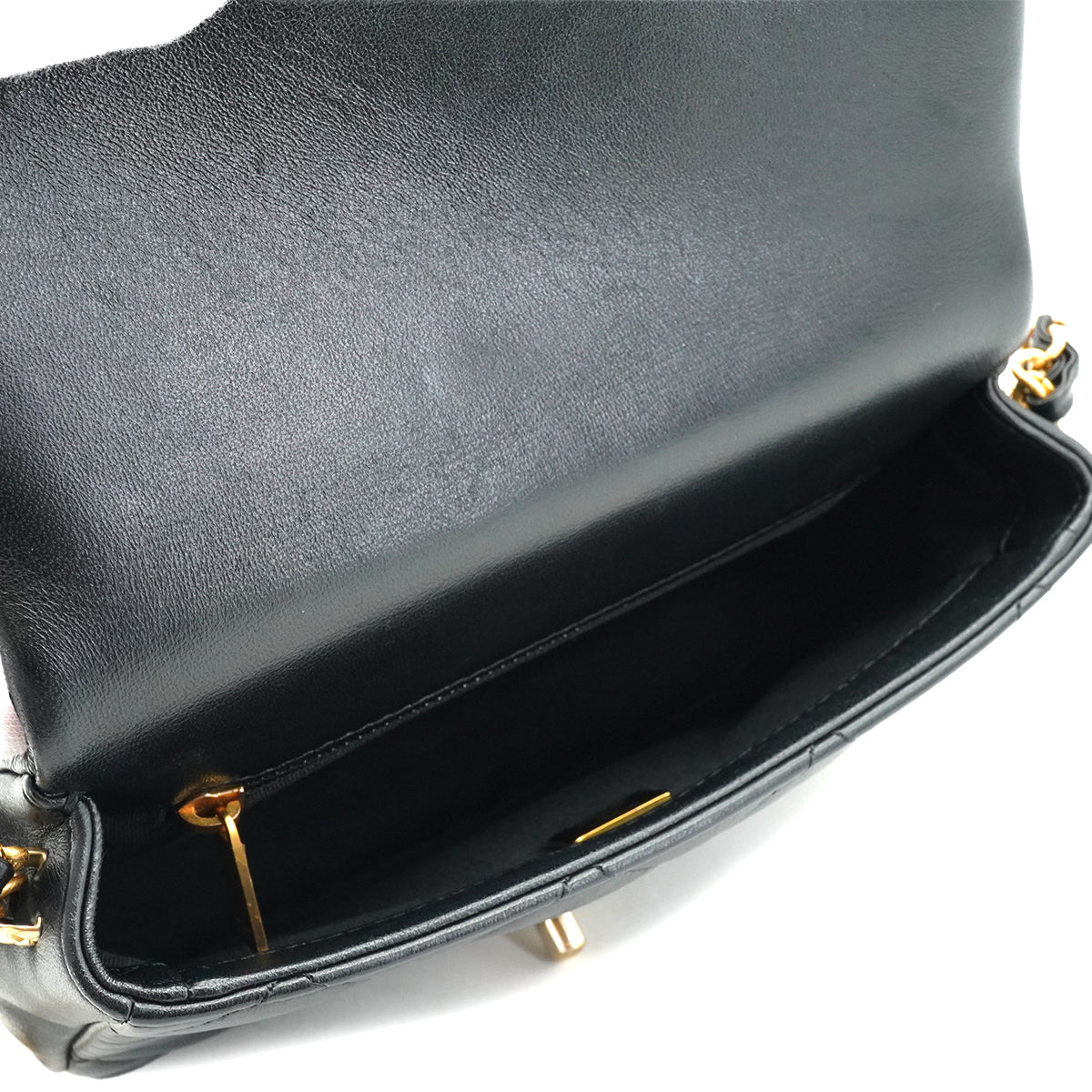 CHANEL MINI MATELASSE CHAIN SHOULDER BAG BALCK LAMB SKIN GOLD HARDWARE 90332584