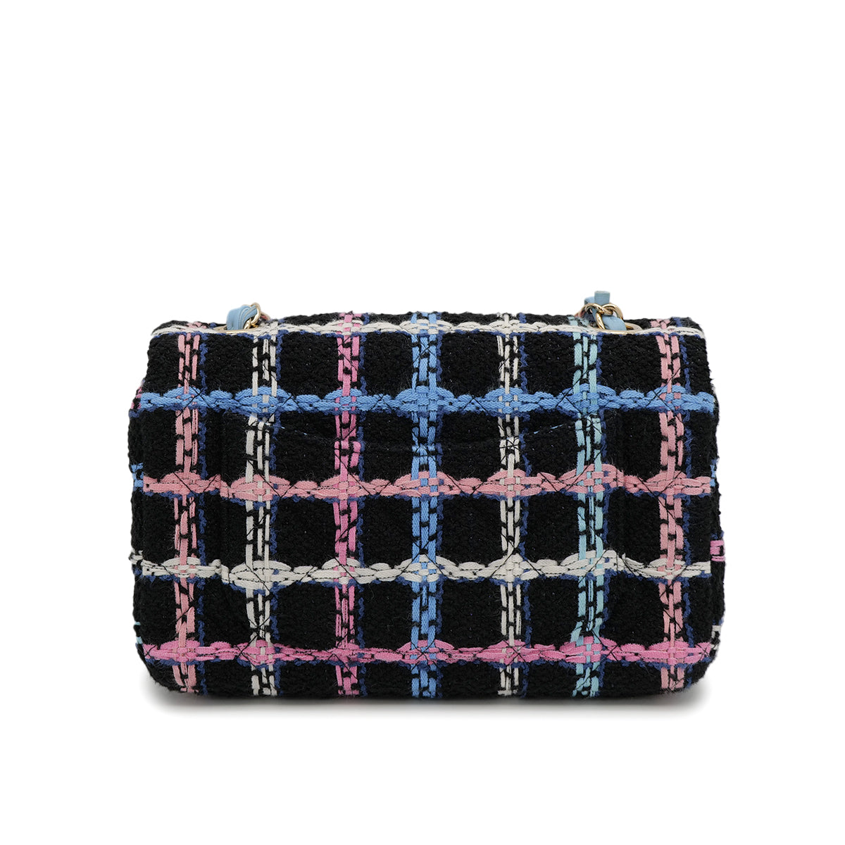 CHANEL MINI MATELASSE CHAIN SHOULDER BAG MULTICOLOR TWEED GOLD HARDWARE 90313579