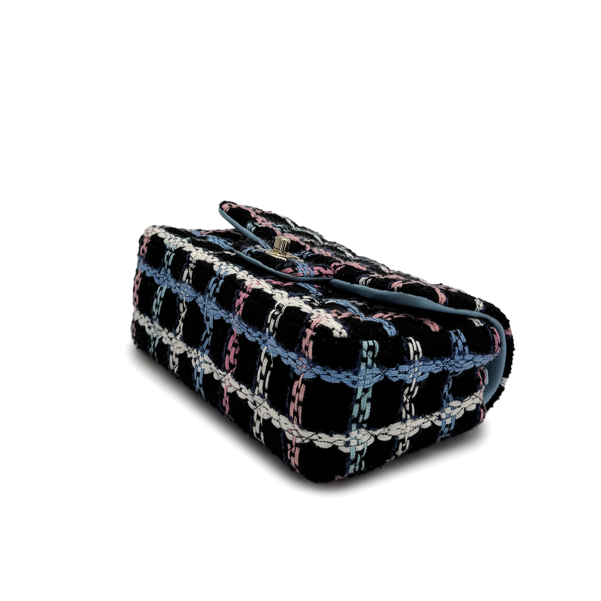 CHANEL MINI MATELASSE CHAIN SHOULDER BAG MULTICOLOR TWEED GOLD HARDWARE 90313579