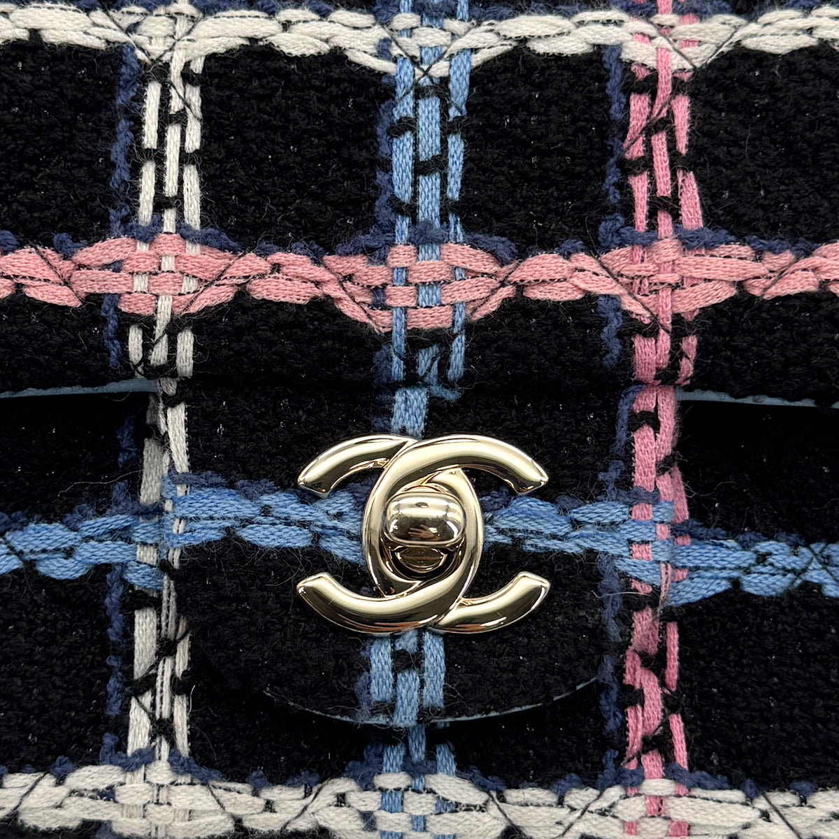 CHANEL MINI MATELASSE CHAIN SHOULDER BAG MULTICOLOR TWEED GOLD HARDWARE 90313579