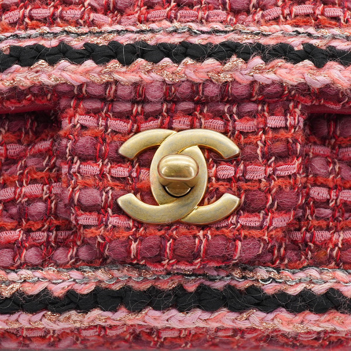 CHANEL MINI MATELASSE CHAIN SHOULDER BAG PINK TWEED GOLD HARDWARE 90334158