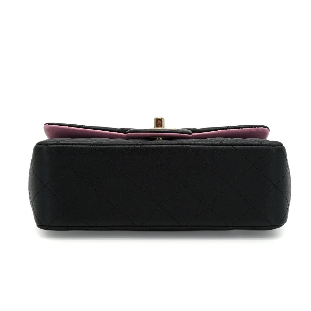 CHANEL MINI MATELASSE CHAIN SHOULDER HAND BAG BLACK PINK LAMB SKIN SILVER HARDWARE 90343621