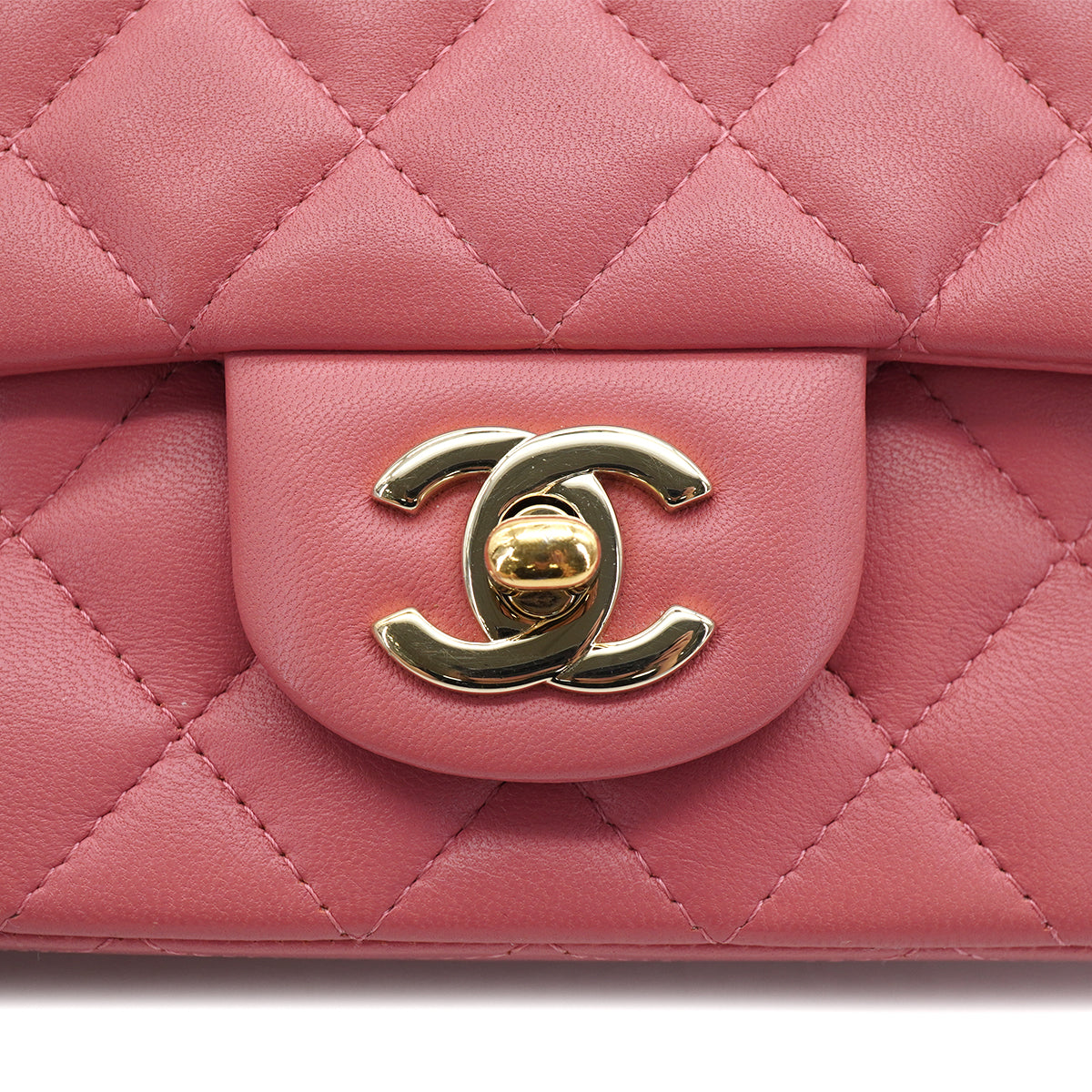 CHANEL MINI MATELASSE CHARM CHAIN SHOULDER BAG PINK LAMB SKIN GOLD HARDWARE 90331667