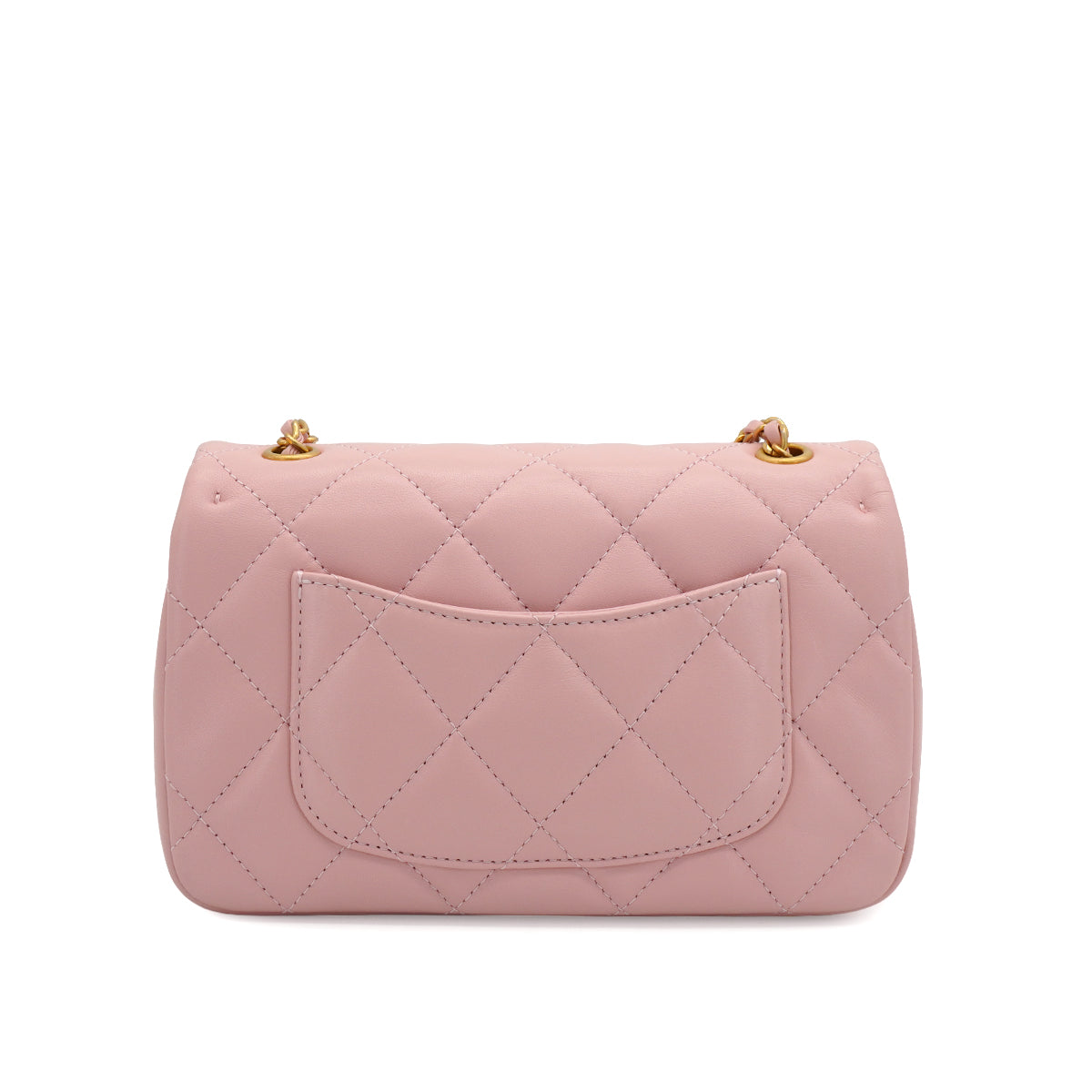 CHANEL MINI MATELASSE HEART CHARM CHAIN SHOULDER BAG PINK LAMB SKIN GOLD HARDWARE 90335891