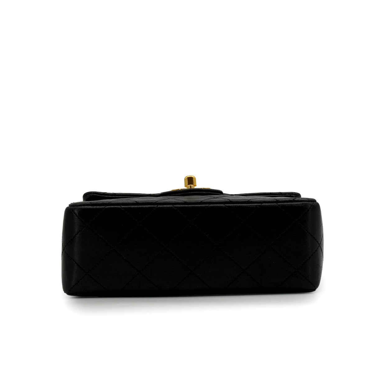 VINTAGE CHANEL MINI SQUARE 17 CHAIN SHOULDER BAG BLACK LAMB SKIN GOLD HARDWARE 90346665