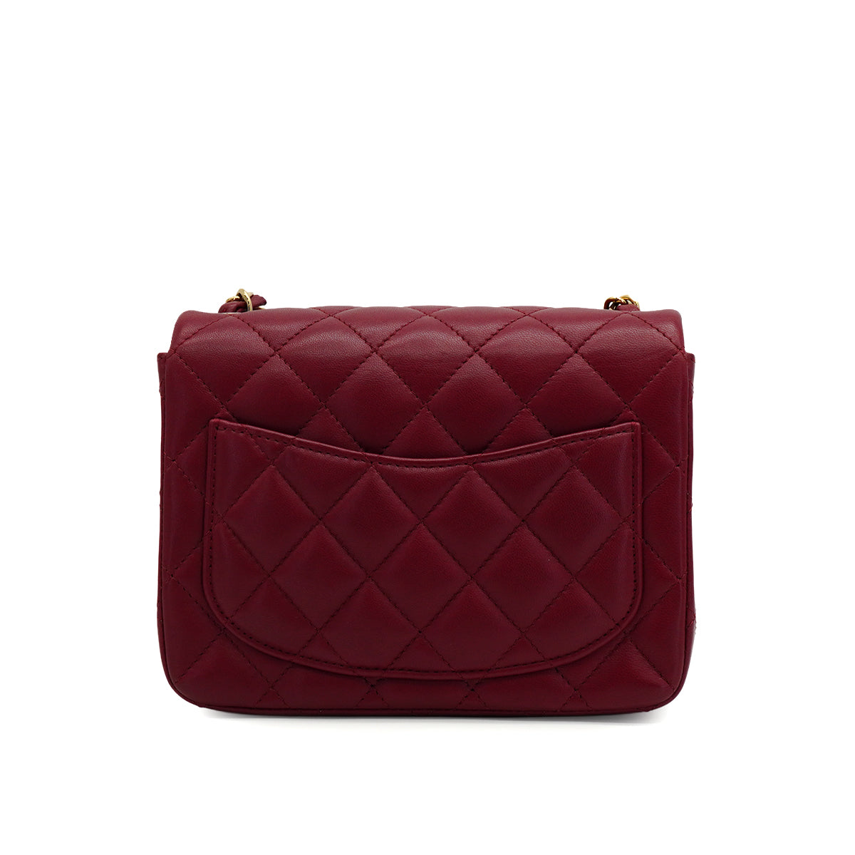 CHANEL MINI SQUARE 17 CHAIN SHOULDER BAG BORDEAUX LAMB SKIN GOLD HARDWARE 90343007