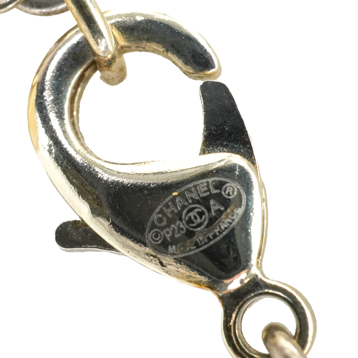 CHANEL NECKLACE BEADS RHINESTONE COCOMARK GOLD ACCESSORY P23A 90338771