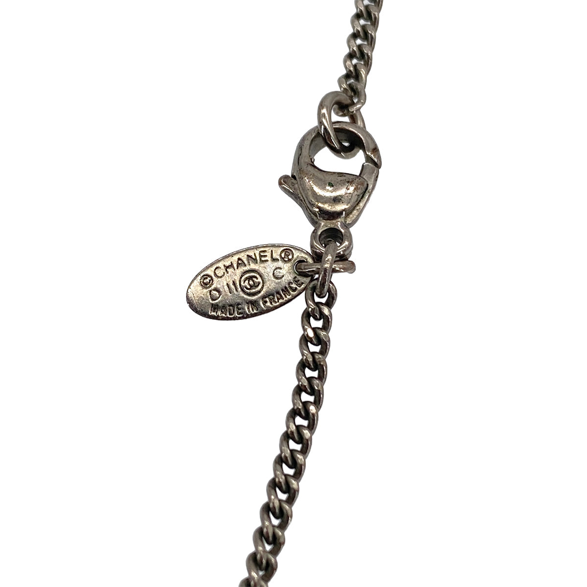 CHANEL NECKLACE COCOMARK RHINESTONE SILVER ACCESSORY D11C 90326874