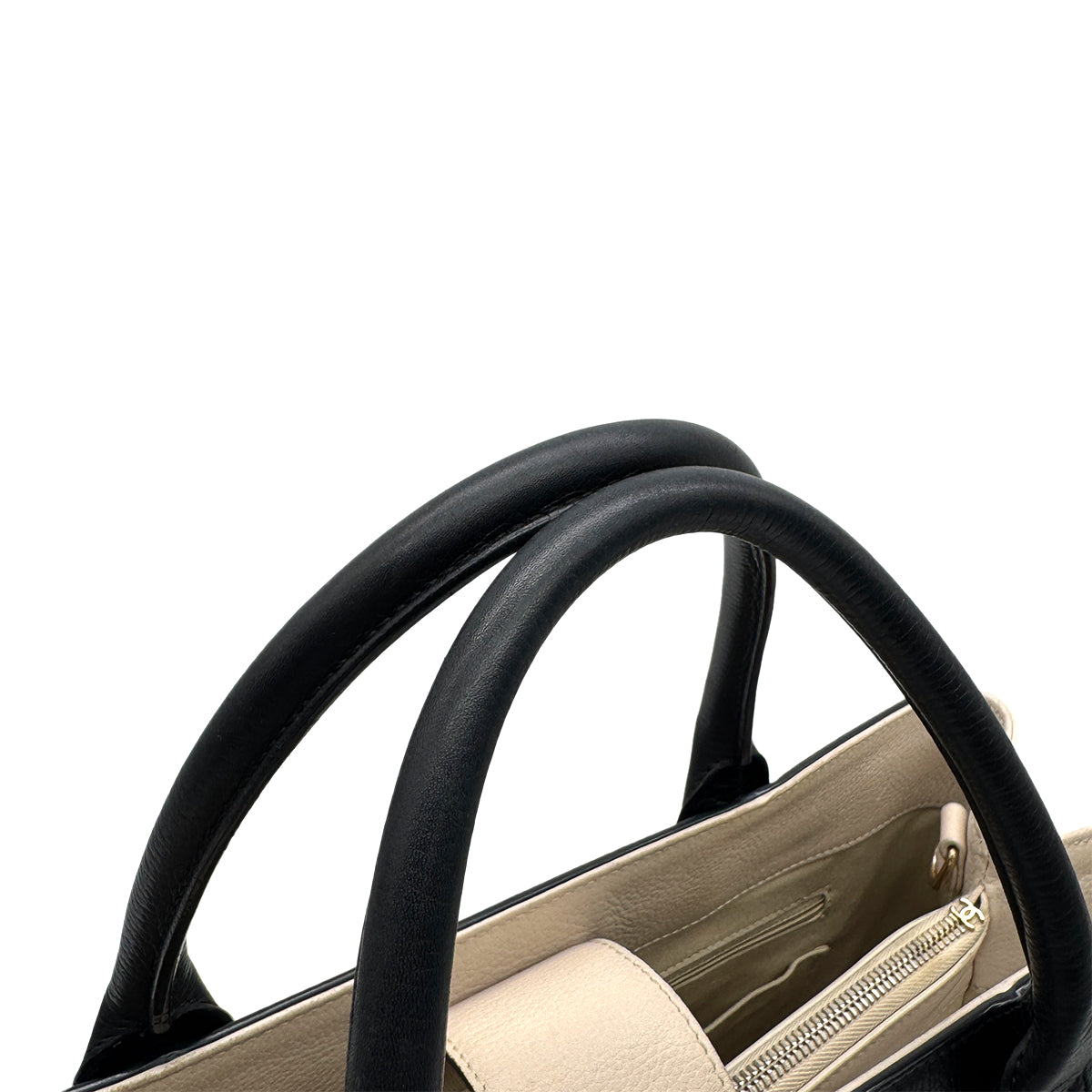 CHANEL NEO EXECUTIVE TOTE BAG LARGE BLACK BEIGE LEATHER GOLD HARDWARE 90327099
