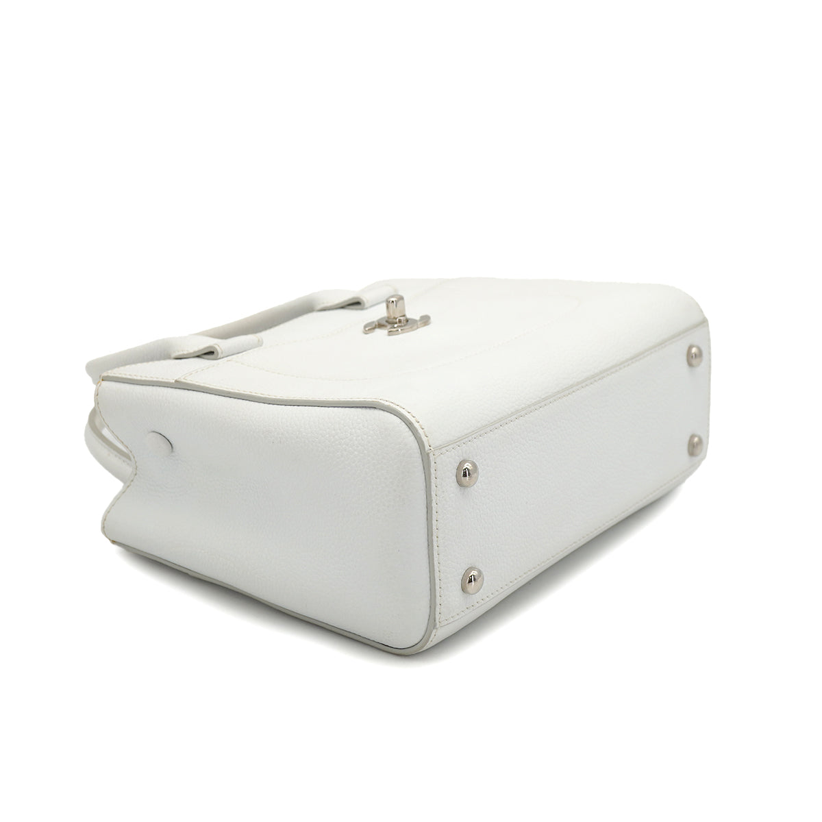 CHANEL NEO EXECUTIVE TOTE SHOULDER BAG WHITE LEATHER SILVER HARDWARE 90327109