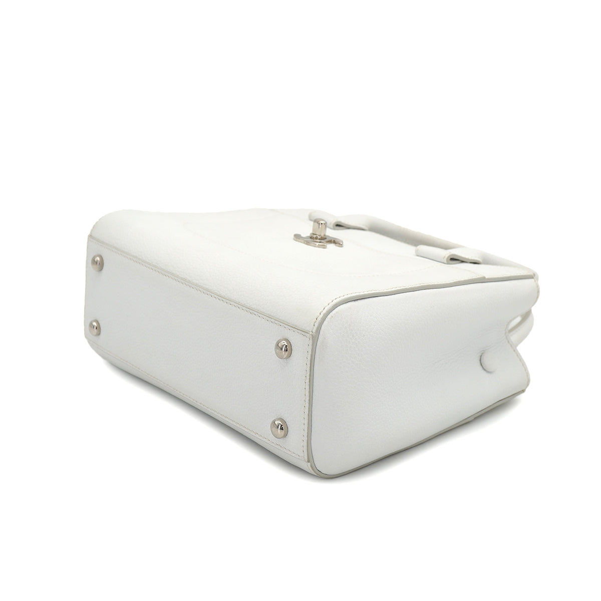 CHANEL NEO EXECUTIVE TOTE SHOULDER BAG WHITE LEATHER SILVER HARDWARE 90327109