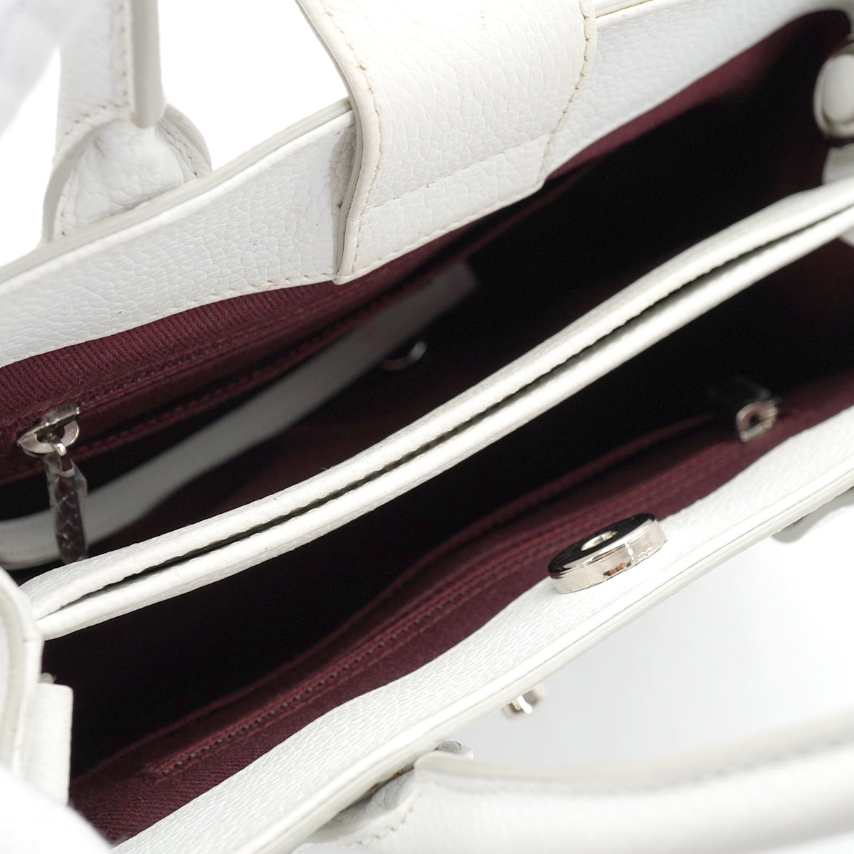 CHANEL NEO EXECUTIVE TOTE SHOULDER BAG WHITE LEATHER SILVER HARDWARE 90327109