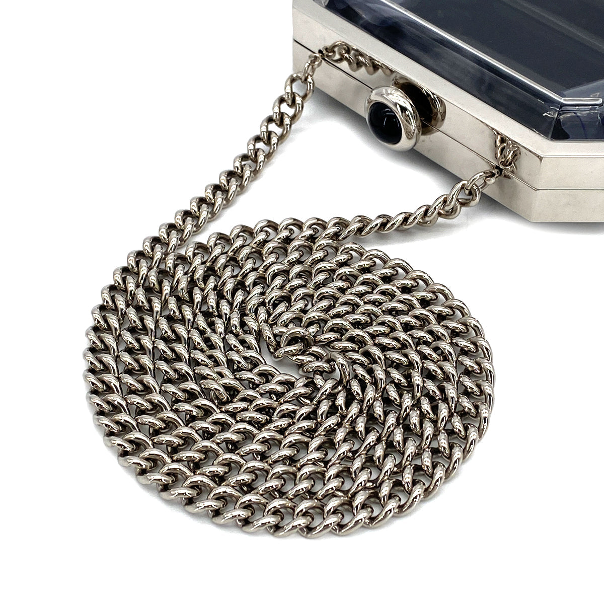 CHANEL PREMIERE CHAIN SHOULDER BAG LOGO CLEAR SILVER ACRYLIC SILVER HARDWARE B15C 90324762