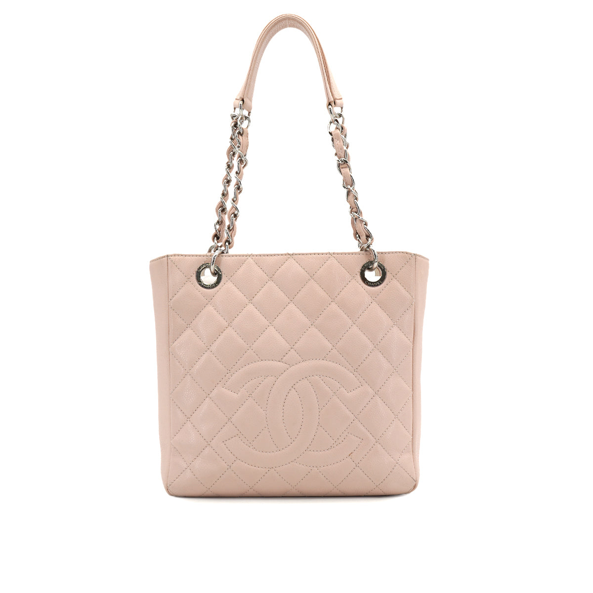 CHANEL PST CHAIN TOTE BAG PINK CAVIAR SKIN SILVER HARDWARE 90325798