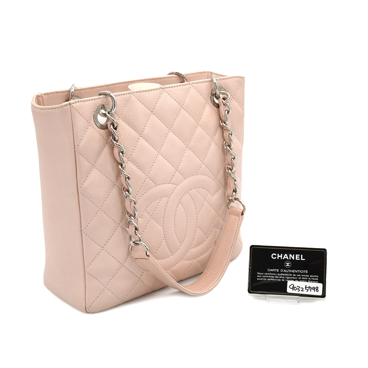 CHANEL PST CHAIN TOTE BAG PINK CAVIAR SKIN SILVER HARDWARE 90325798