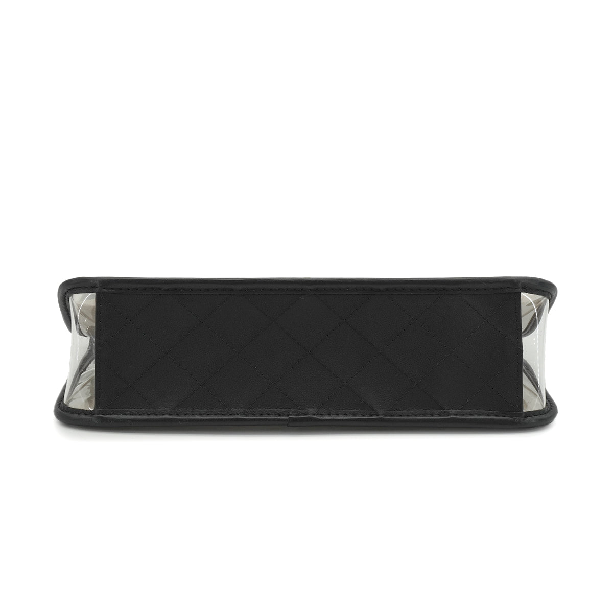 CHANEL SAND BY THE SEA CHAIN SHOULDER BAG BLACK CLEAR VINYL SAND LAMB SKIN GOLD HARDWARE 90341908